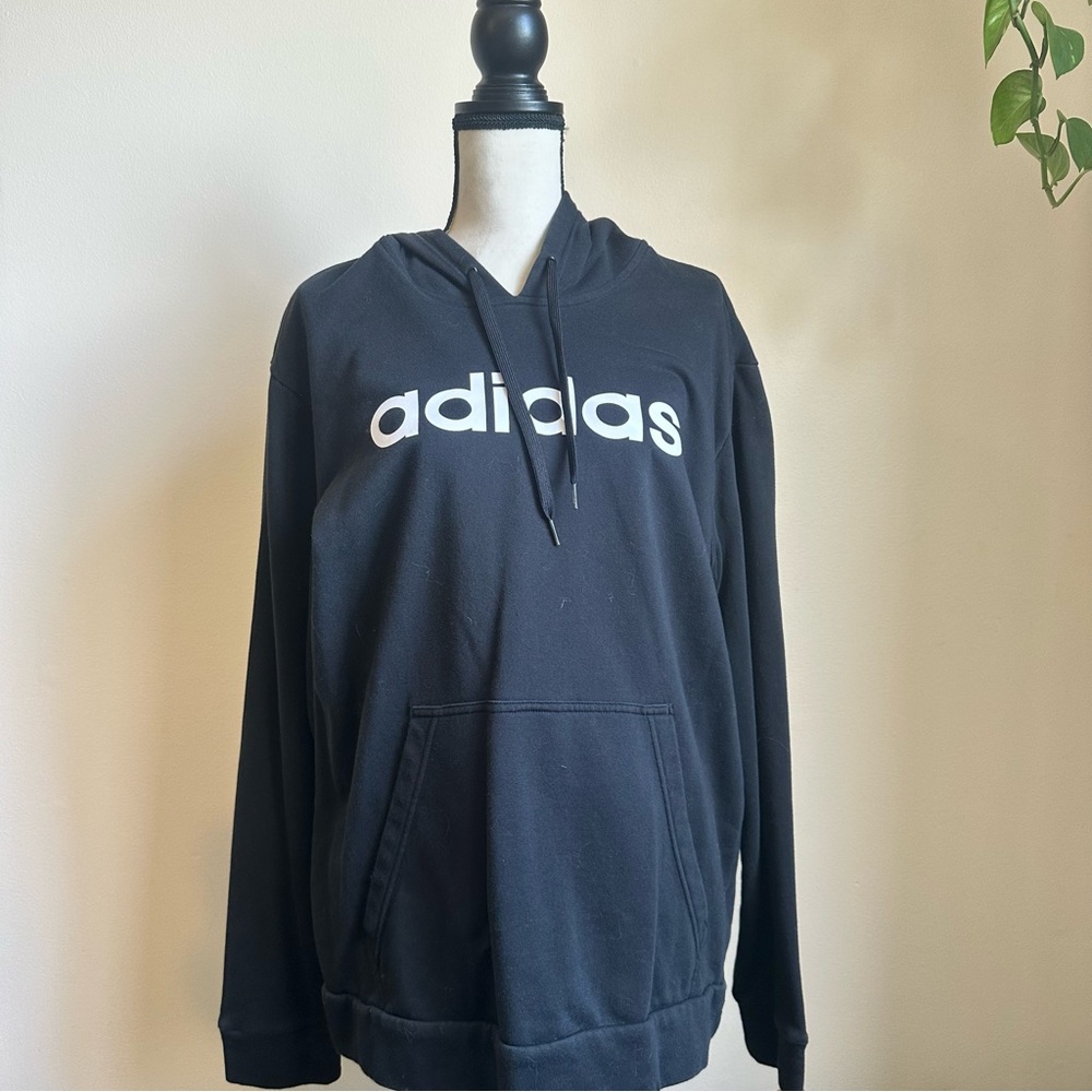 Adidas Men’s Sweatshirt Hoodie Size Large Black and White
